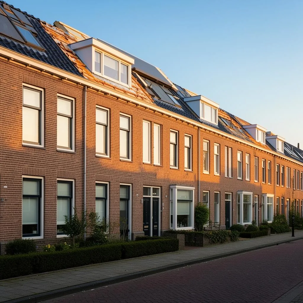 Nederlandse straat met geïsoleerde woningen
